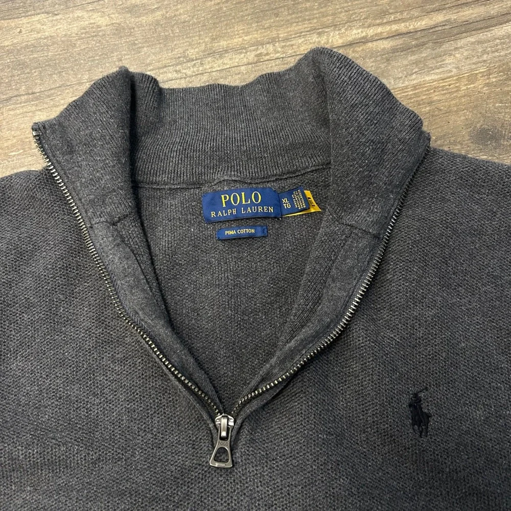 Polo Ralph Lauren Pima Cotton 1/4 Zip Pullover Men's XL Charcoal Gray Pony Logo